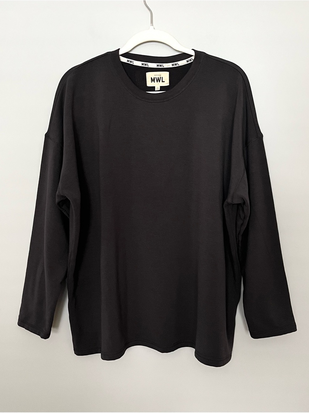 Madewell MWL Black Crewneck Pullover Sweater Top Size 1X Oversized 3/4 Sleeve